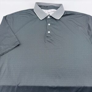 Hickey Freeman Golf Polo Shirt Mens XXL Grey Geometric Performance Stretch Short
